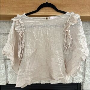 Pink Lily Ruffled Cream Blouse
